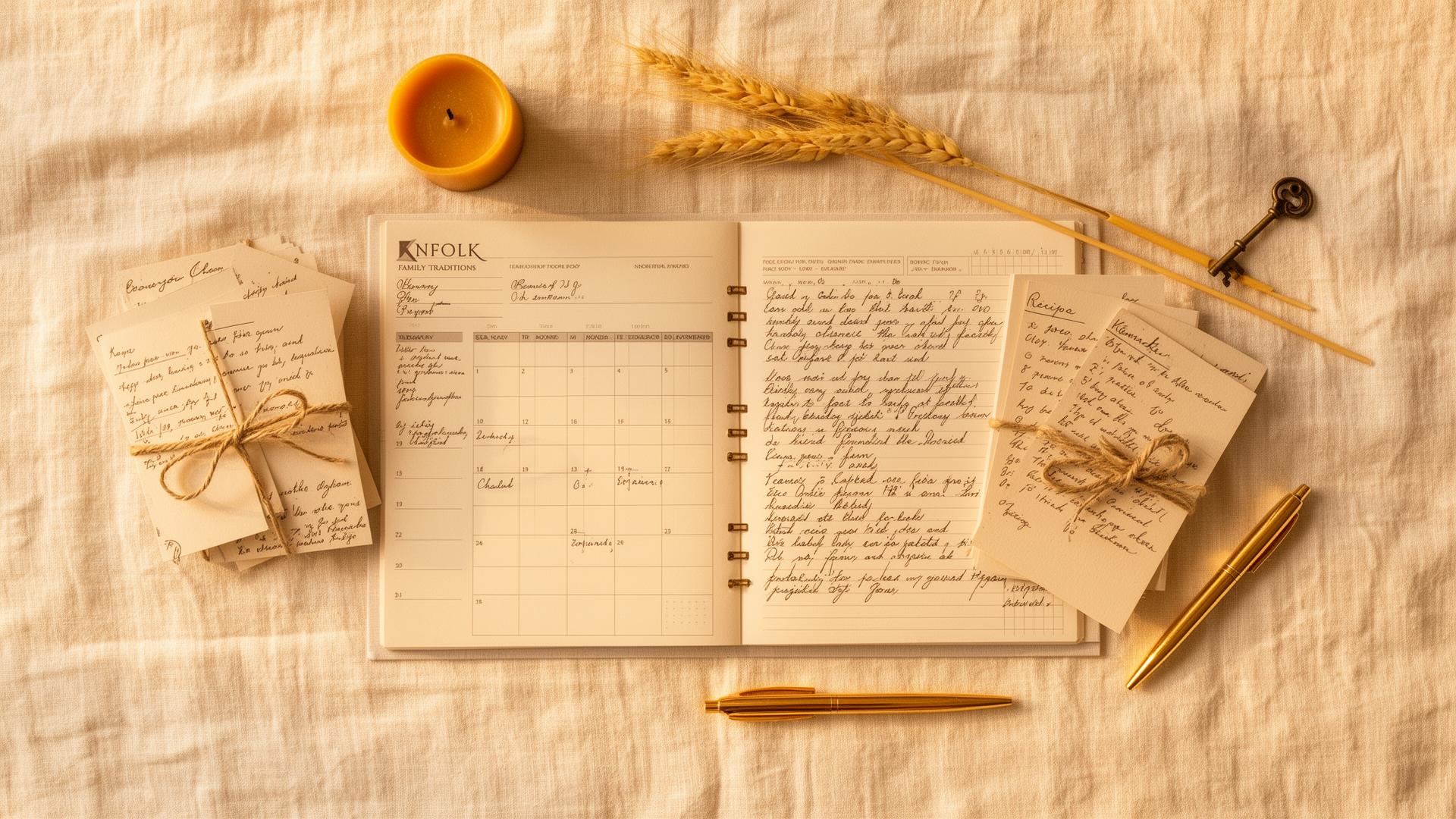 Family Calendar & Traditions — editorial flat-lay