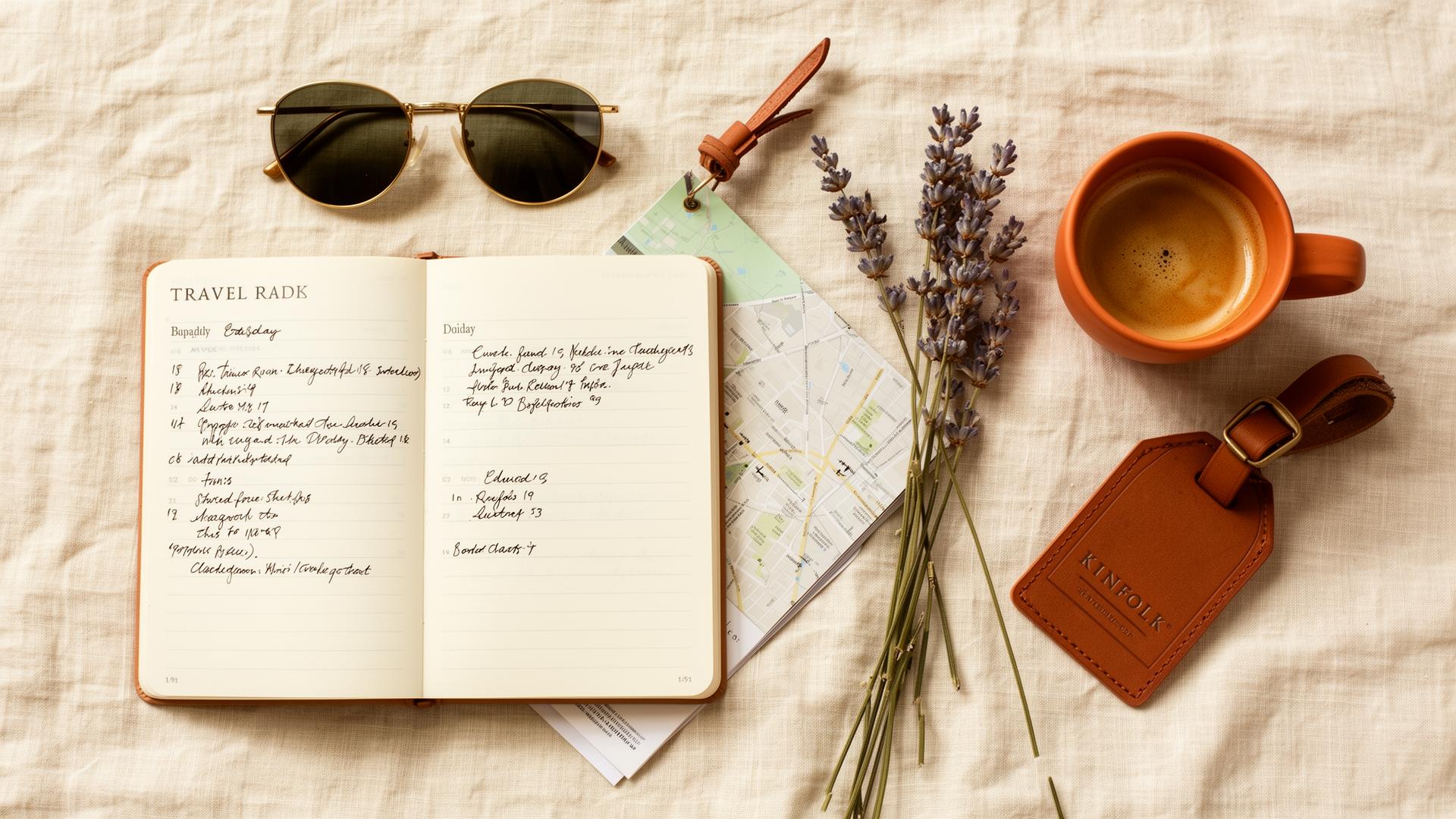 Holiday & Trip Planner — editorial flat-lay