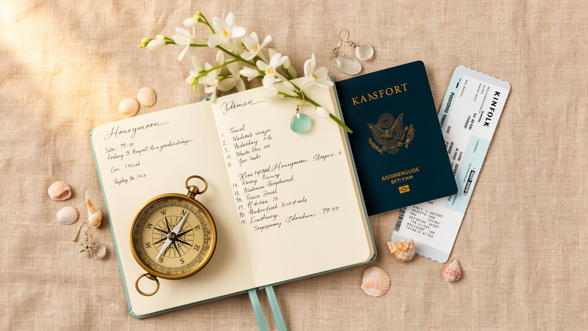 Honeymoon Planner — editorial flat-lay